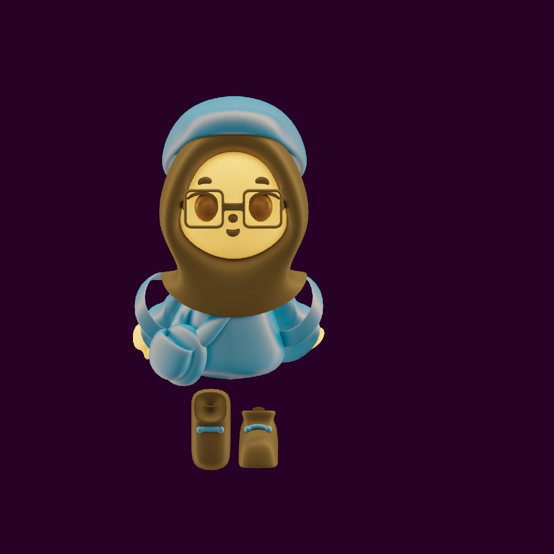 3d chibi caracter render lowpoly for your artwork preview image.
