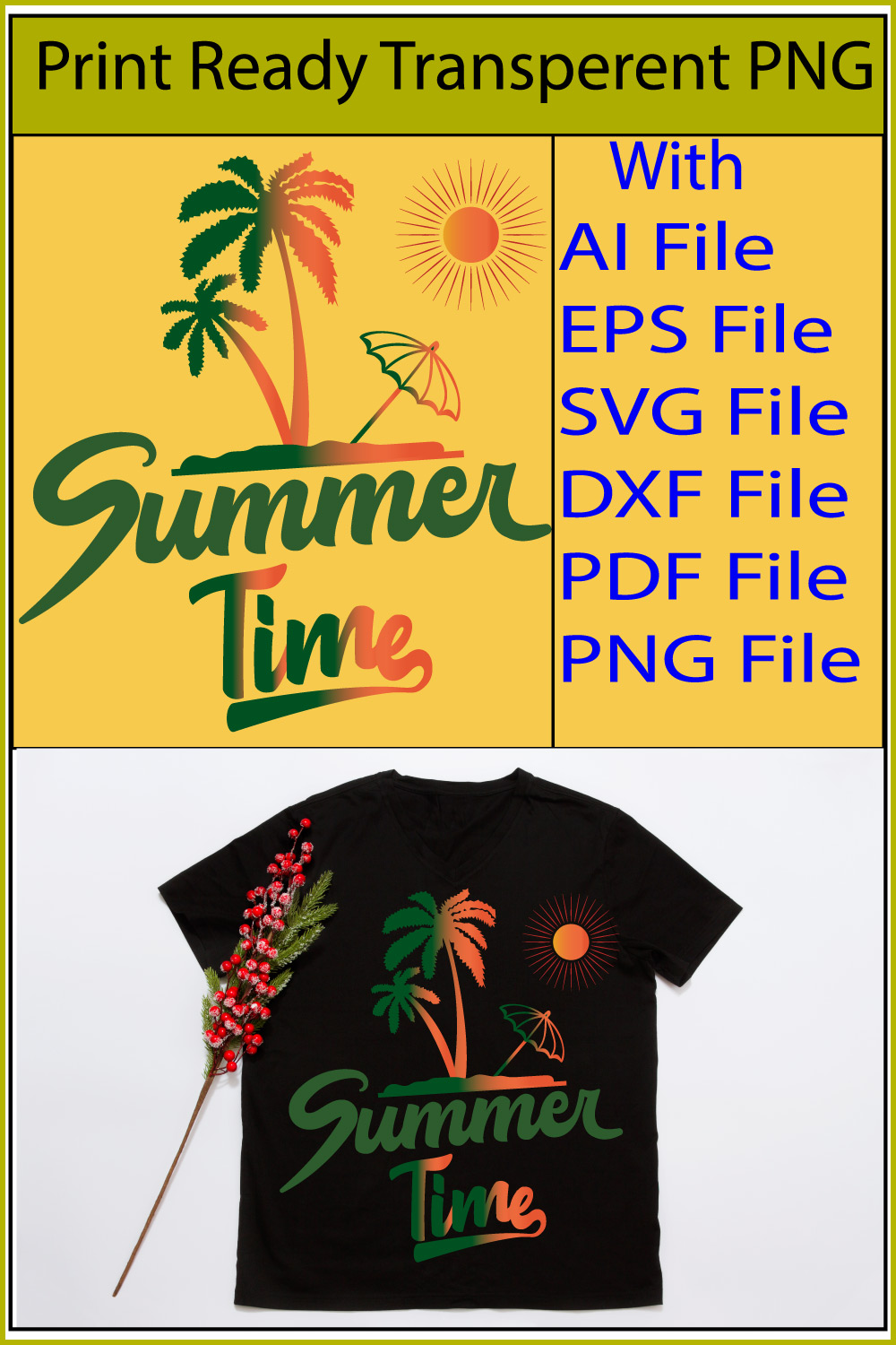 United States Summer Time hi-res T Shirt Design pinterest preview image.