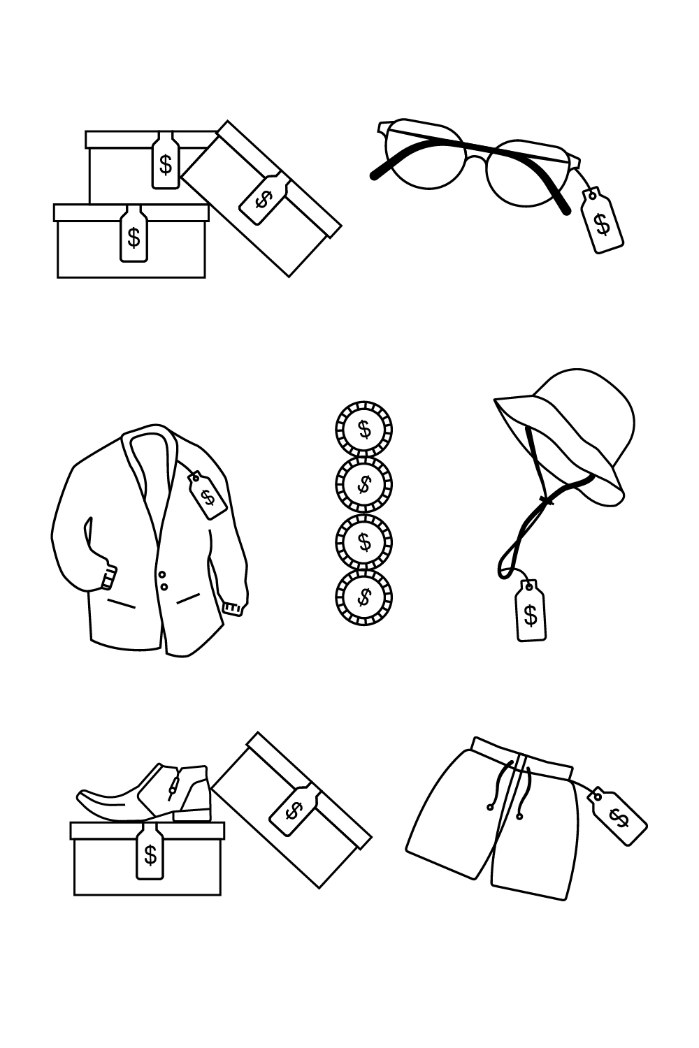 fashion flat illustration icon for your fashion bussines pinterest preview image.