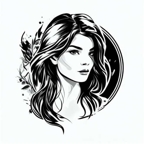Girl logo illustration - vector logo - line artwork cover image.