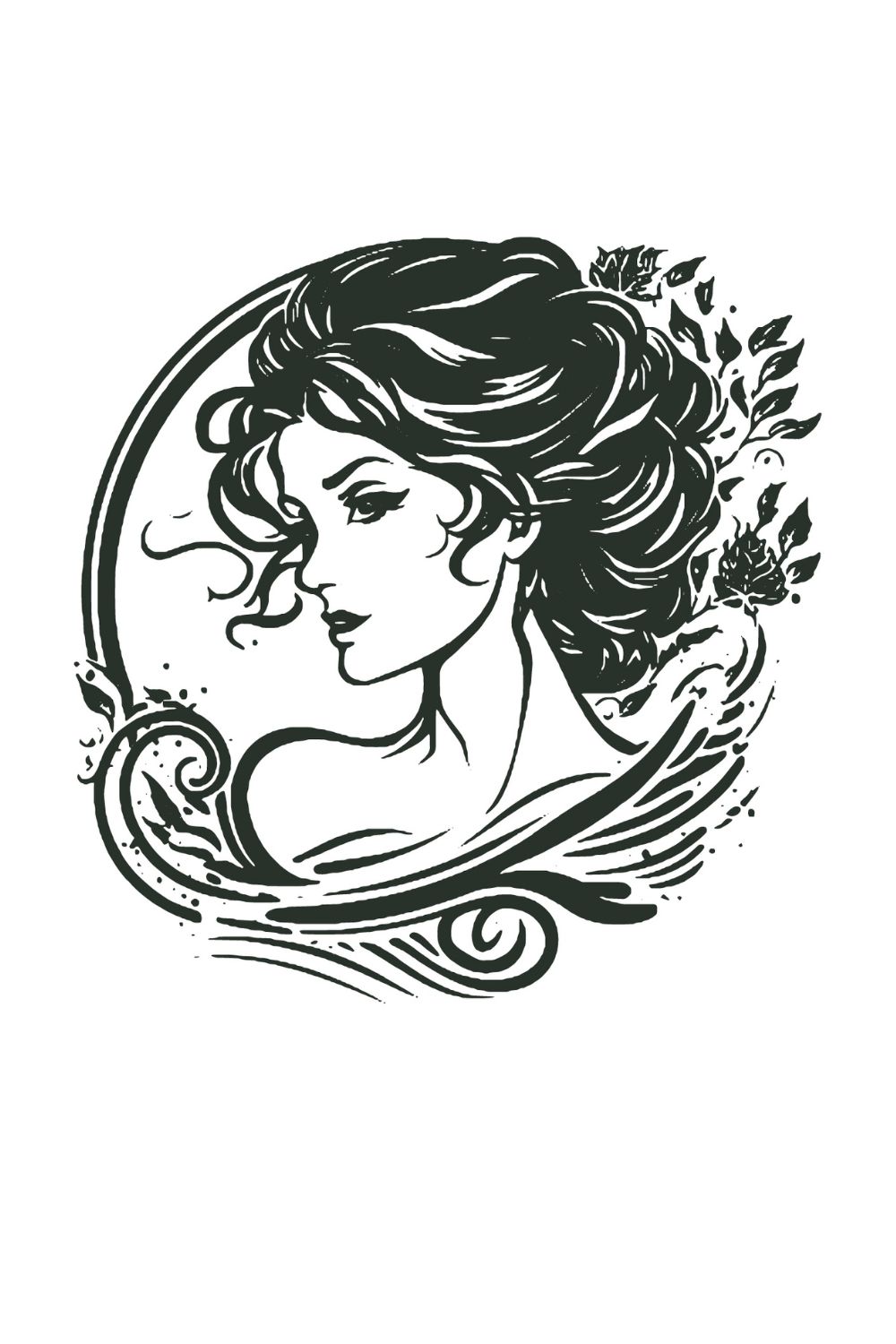 beautiful girl logo or illustration - fully vectorize - only in 4$ pinterest preview image.