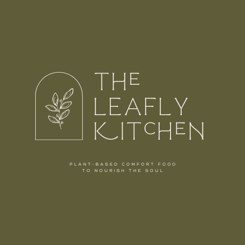 The leafy kitchen logo on a green background.