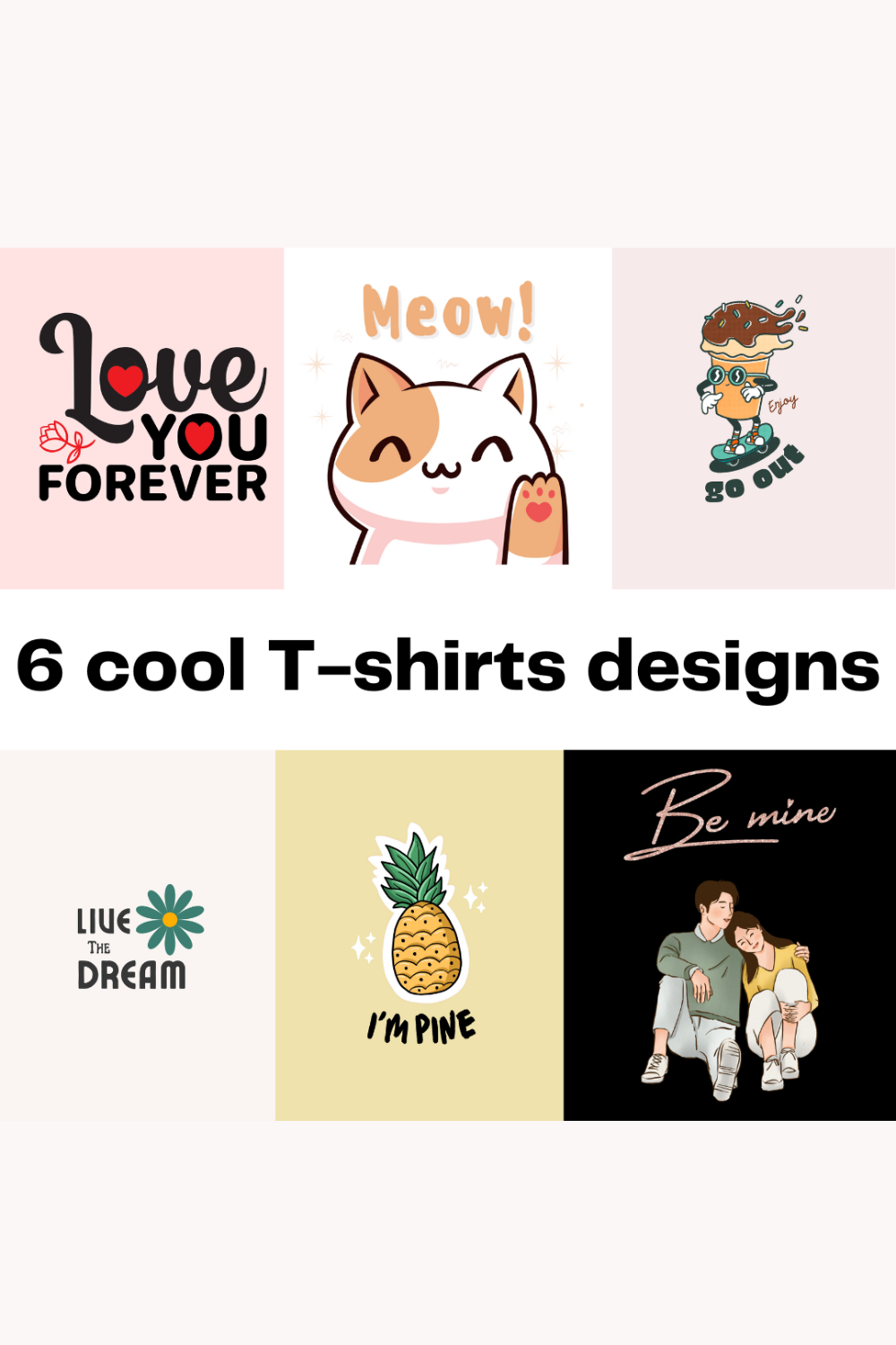 Bundle of 6 cool T shirts designs pinterest preview image.