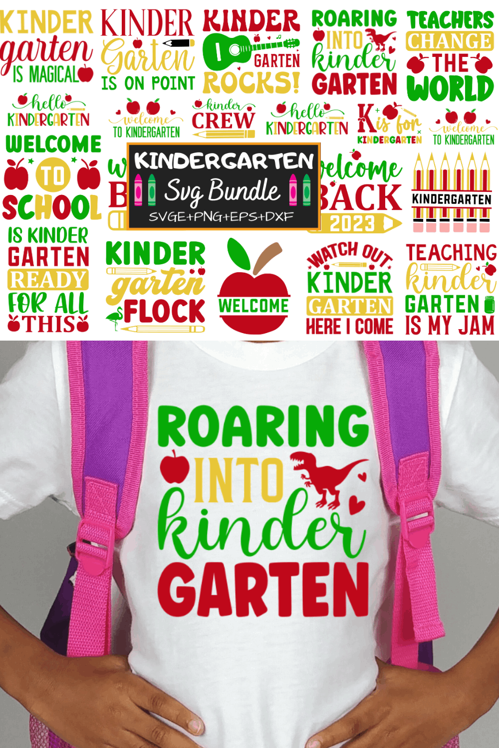 Kindergarten Svg Bundle pinterest preview image.