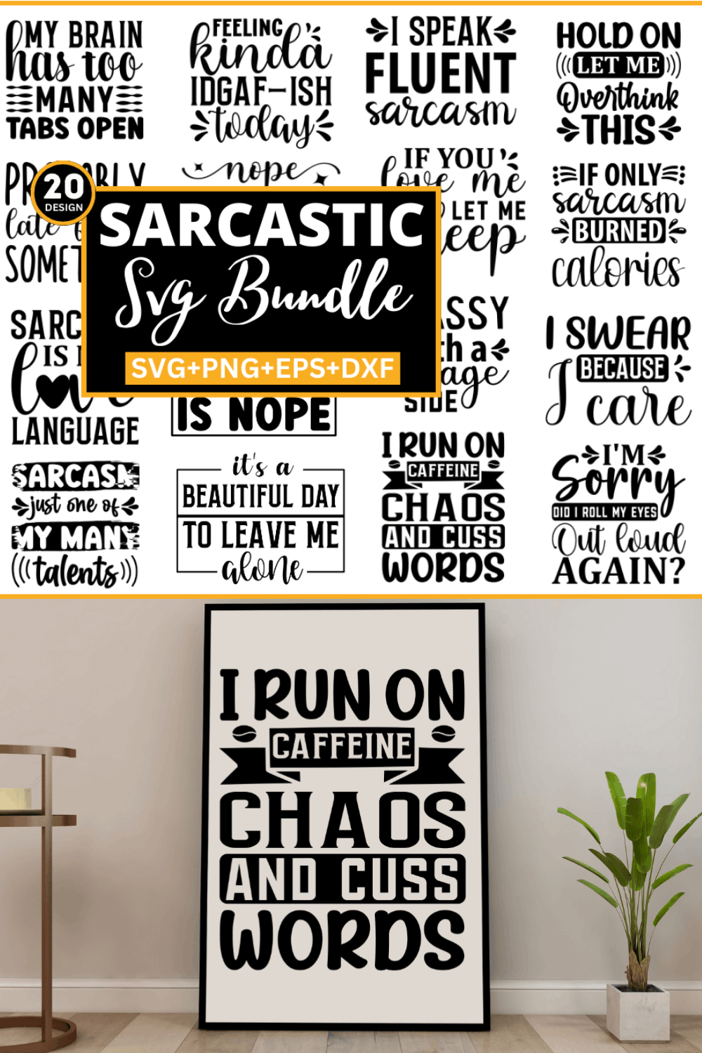 Sarcasm Svg Bundle pinterest preview image.