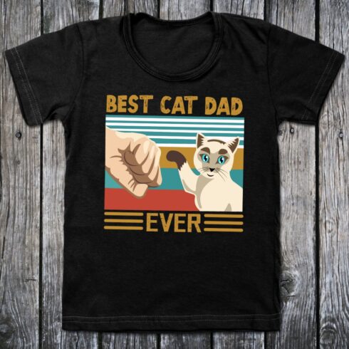 Best Cat Dad Ever high-resolution T Shirt Design cover image.