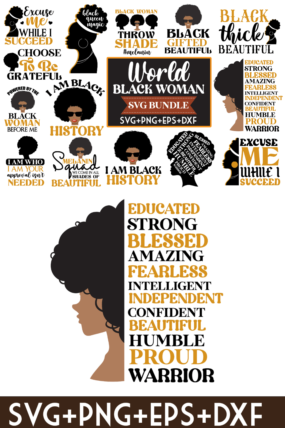 black woman design pinterest preview image.