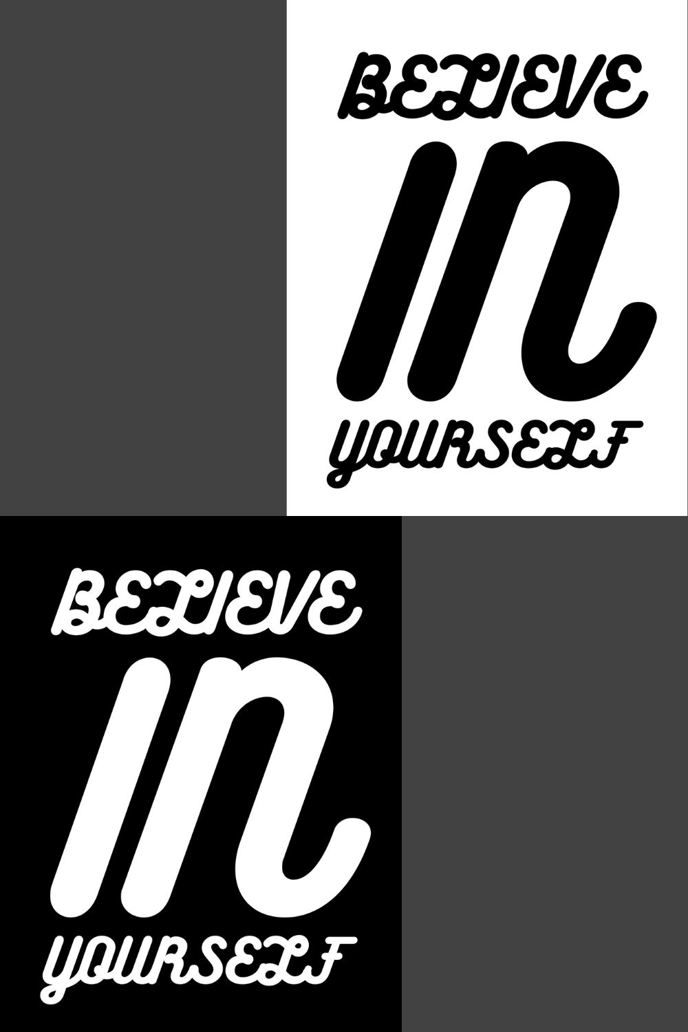 Typography T-shirt Design, Believe in Yourself pinterest preview image.