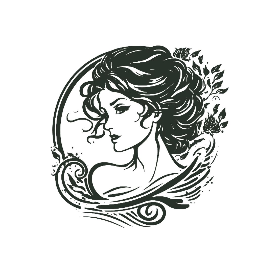 beautiful girl logo or illustration - fully vectorize - only in 4$ preview image.