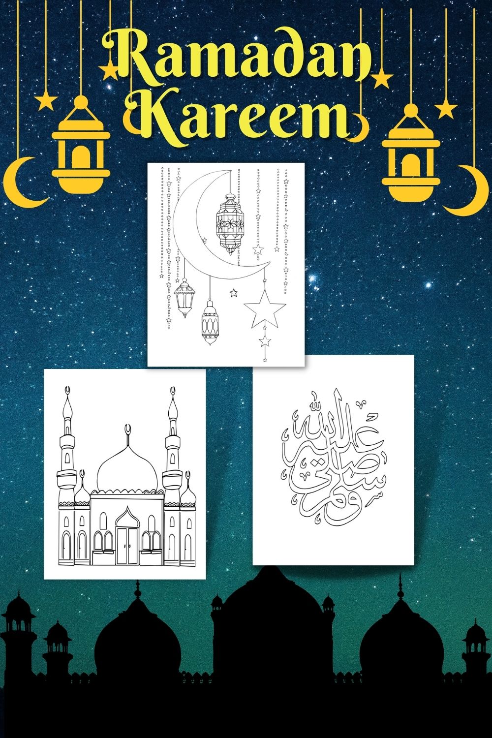 Ramadan coloring pages pinterest preview image.