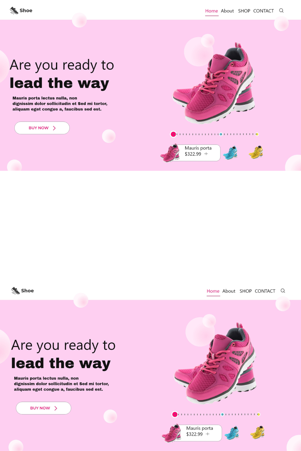 Shoes Store Landing Page pinterest preview image.