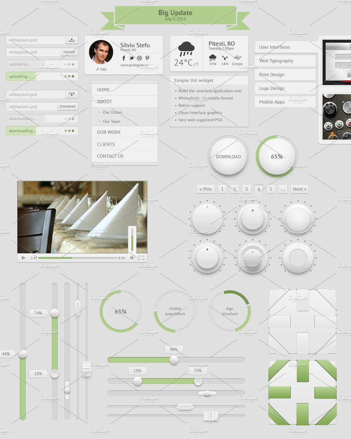 Whitepixels UI v1.1 preview image.