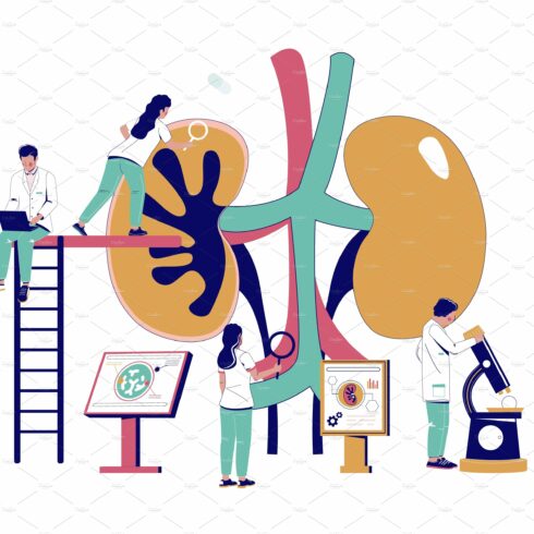 Doctors work on kidney treatment cover image.