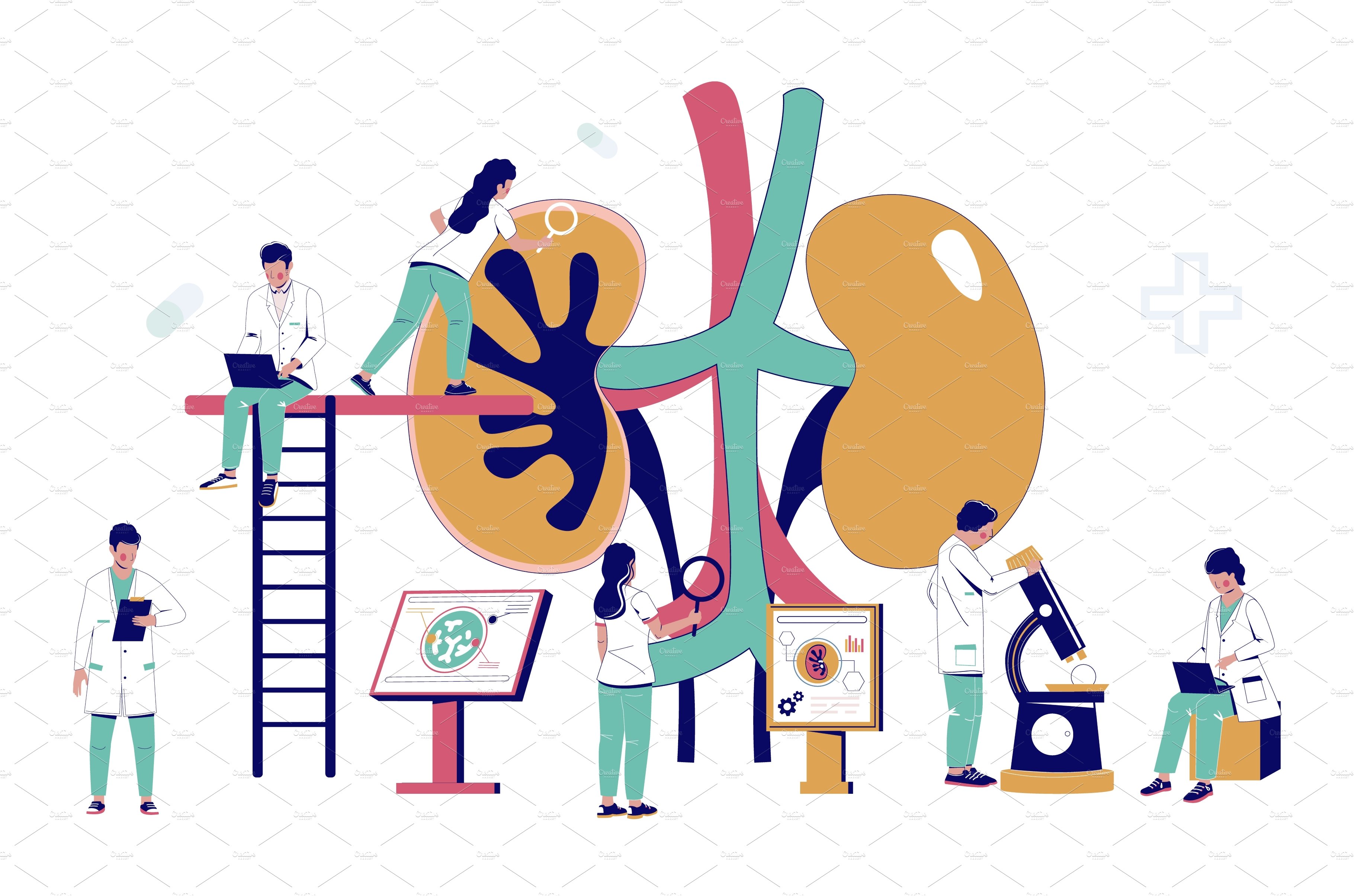 Doctors work on kidney treatment cover image.