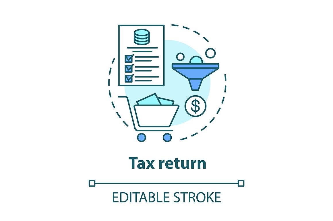 Tax return concept icon cover image.