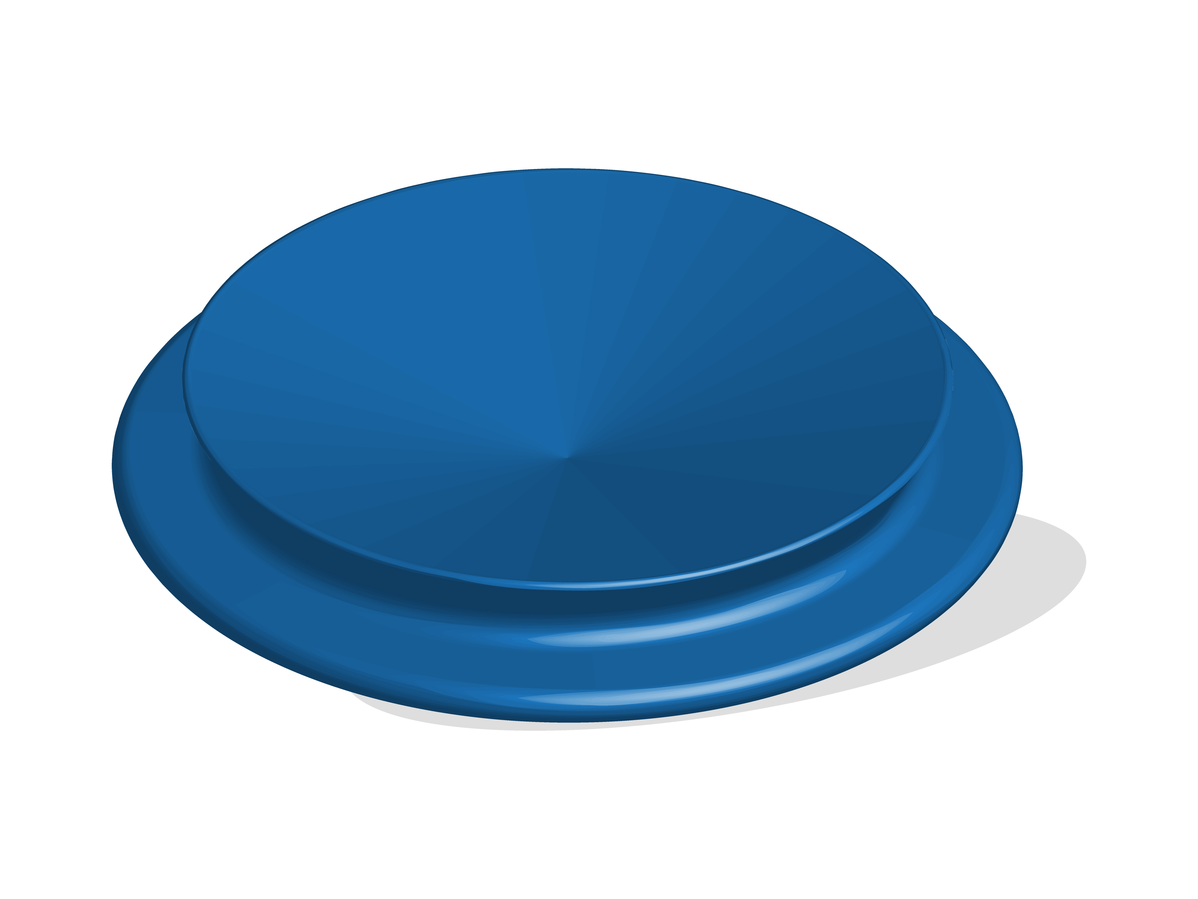 Blue frisbee sitting on top of a white surface.