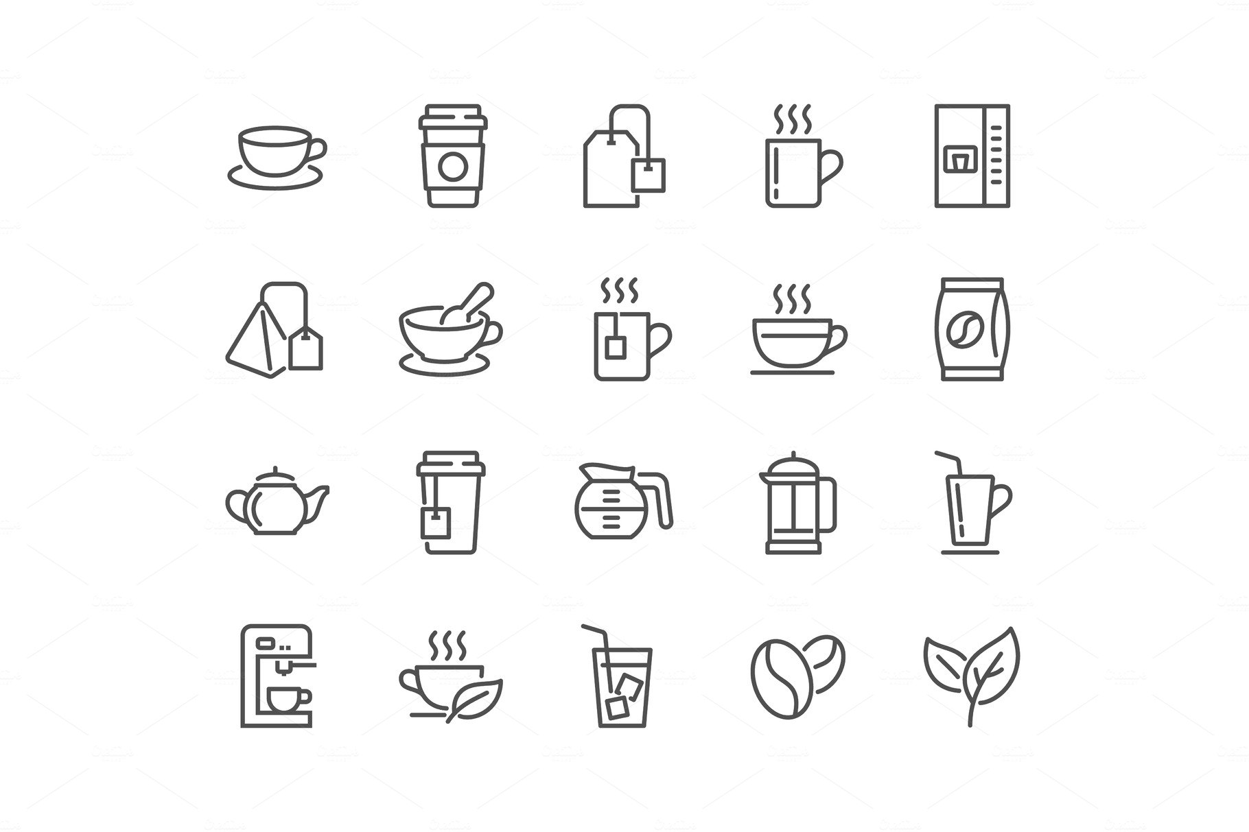 Line Coffee and Tea Icons cover image.