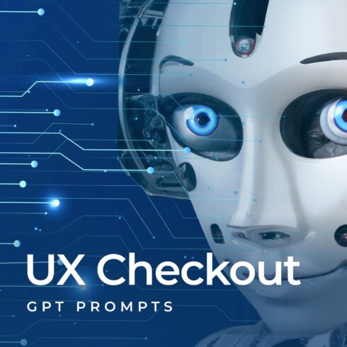 Robot face with the words ux checkout on it.
