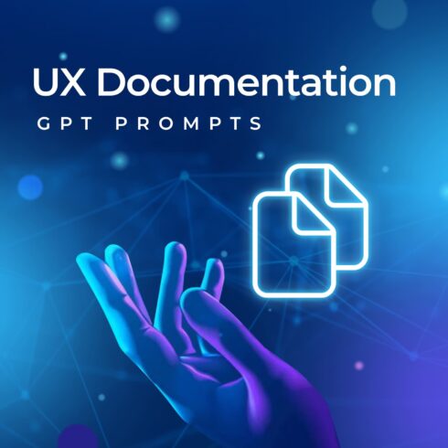 Hand holding a document with the text ux documentation.