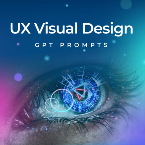 Close up of a person's eye with the words ux visual design.