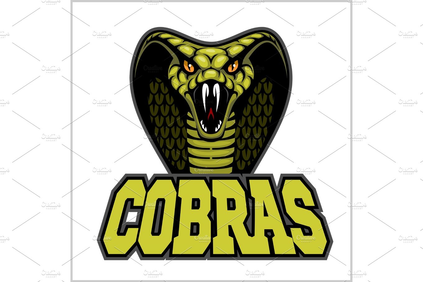 cobras green banner illustration design colorful cover image.