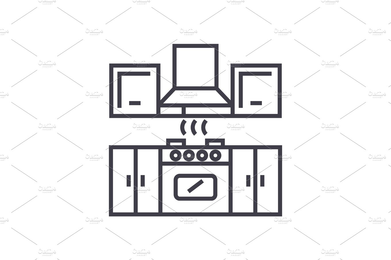 kitchen furniture   vector line icon, sign, illustration on background, edi... cover image.