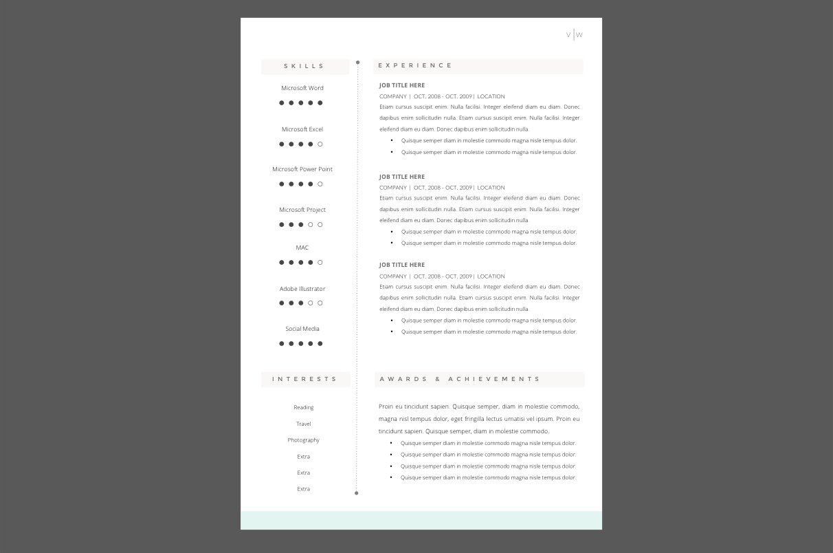 VW Resume Template + Cover WORD preview image.