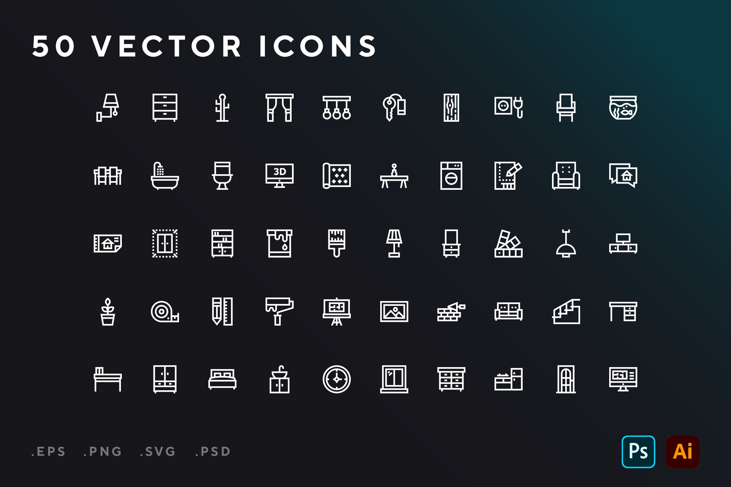 Interior design icons cover image.