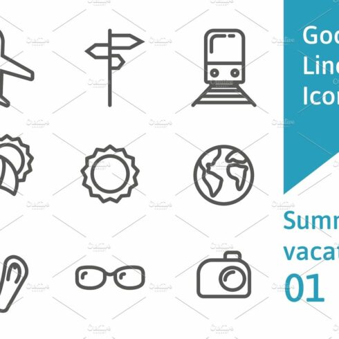 Summer vacation outline icons set 01 cover image.
