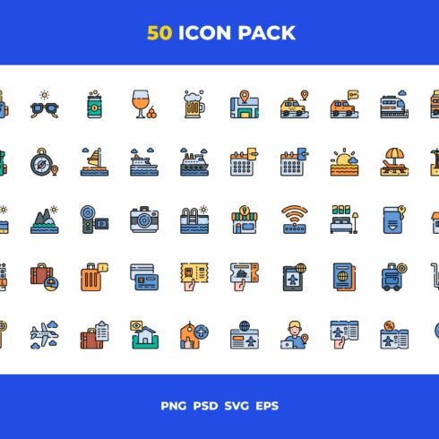 50 Travel icons cover image.