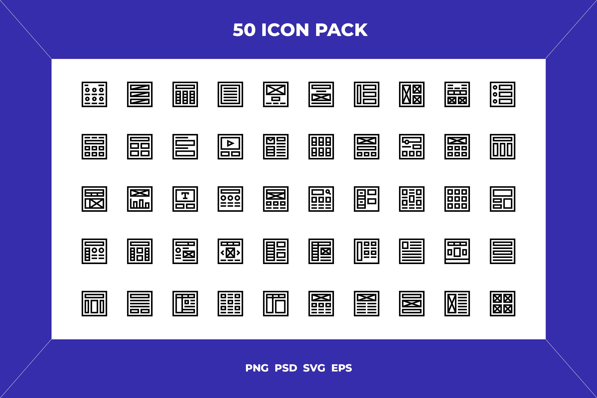 Web layout and wireframe icons cover image.