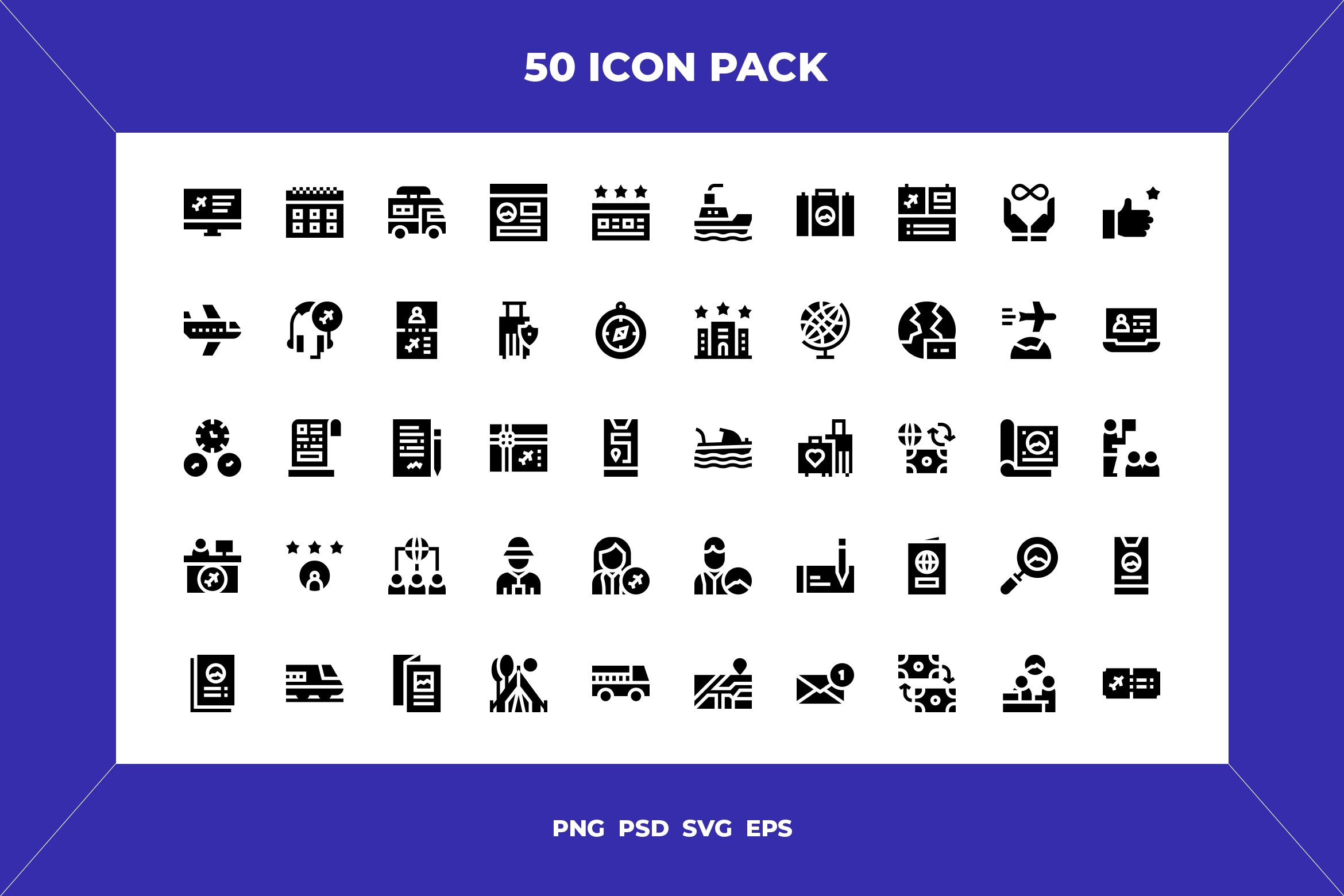 Travel agency icons cover image.