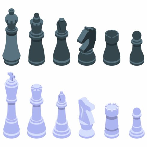 Chess icons set, isometric style cover image.