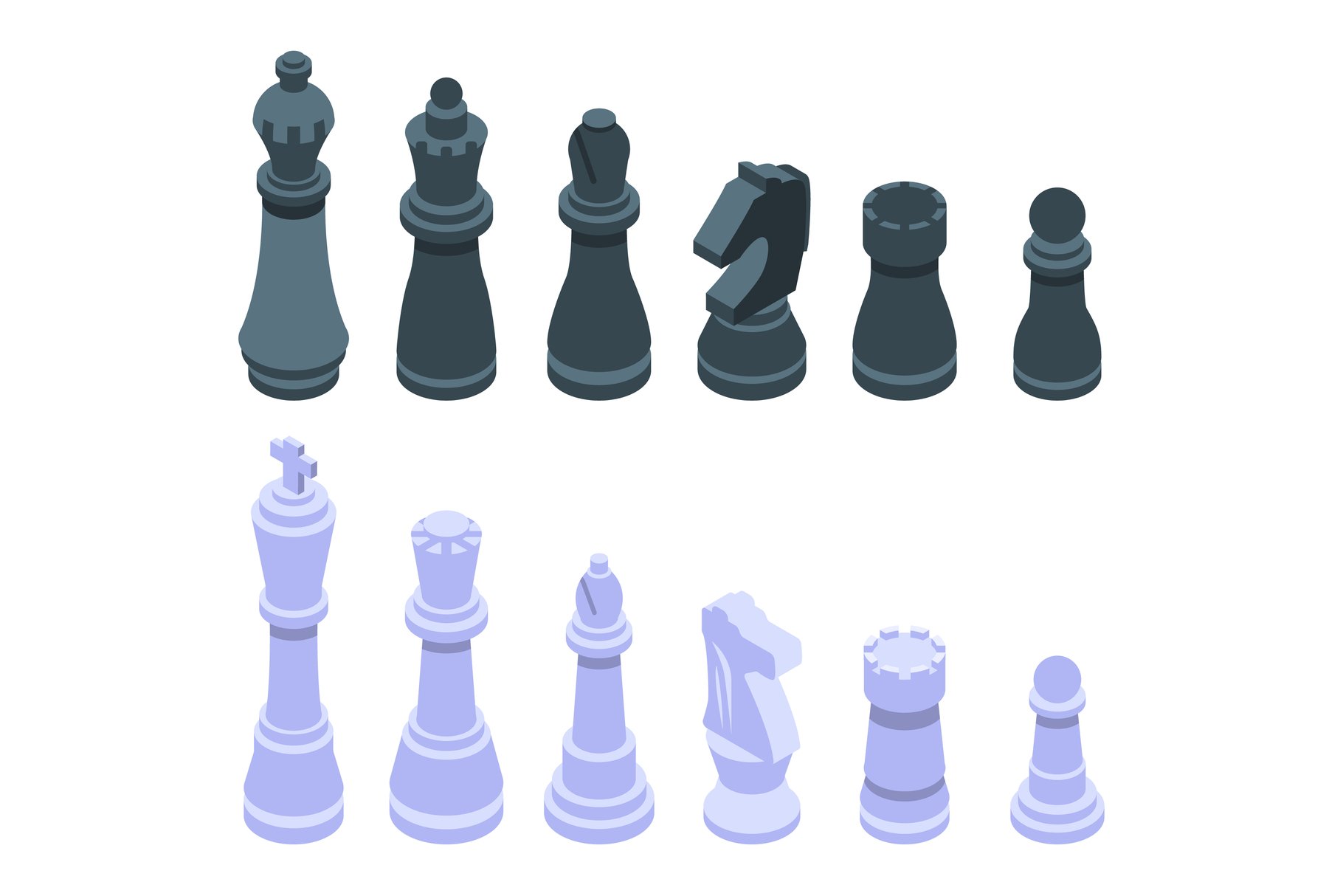 Chess icons set, isometric style cover image.