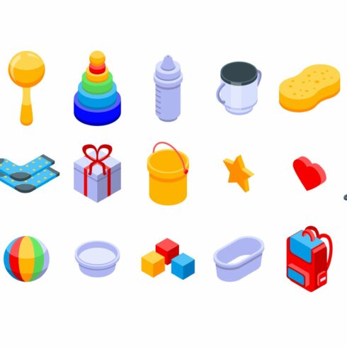 Baby items icons set cover image.