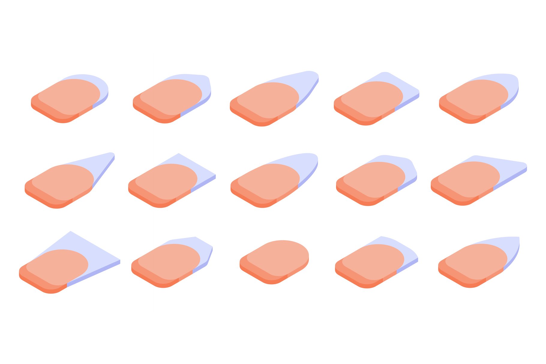 Nail icons set, isometric style cover image.