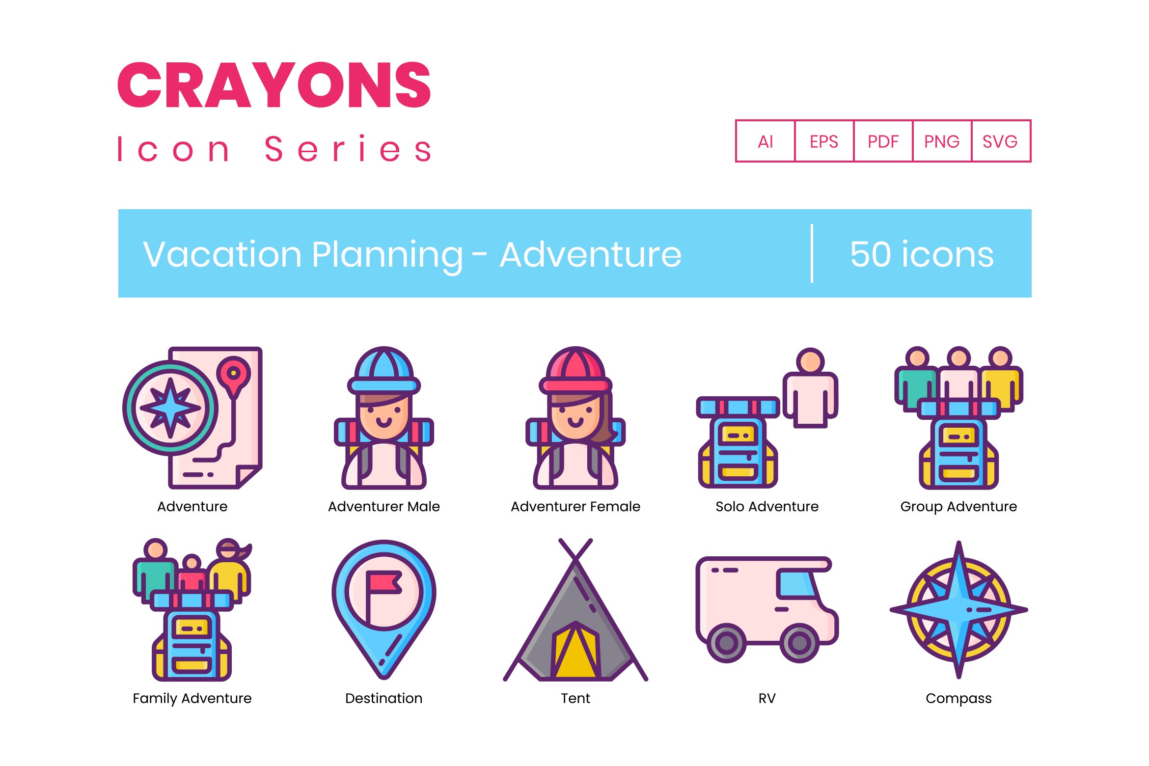 Vacation Planning - Adventure Icons cover image.