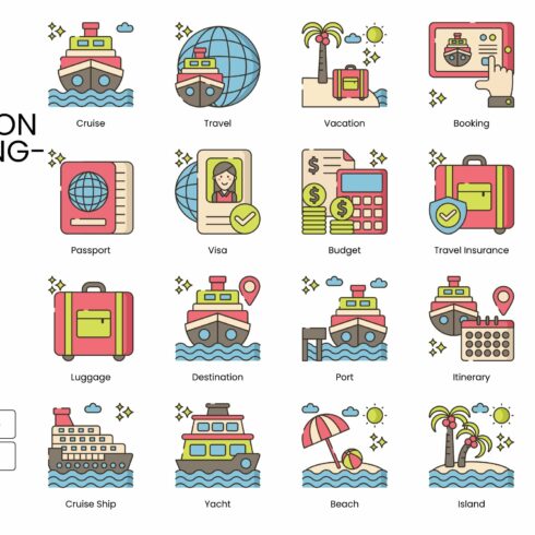 50 Vacation Planning - Cruise Icons cover image.