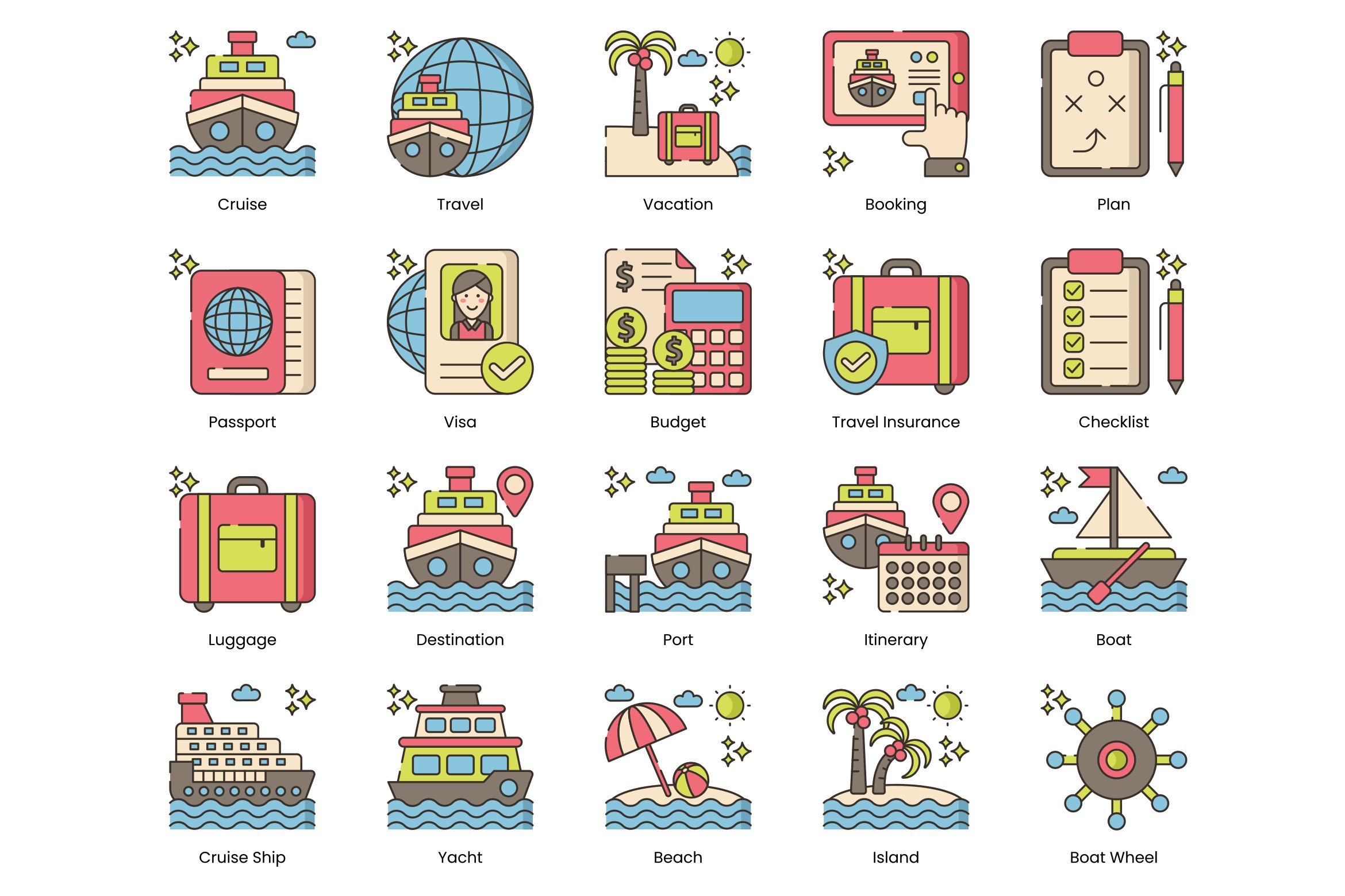 50 Vacation Planning - Cruise Icons preview image.