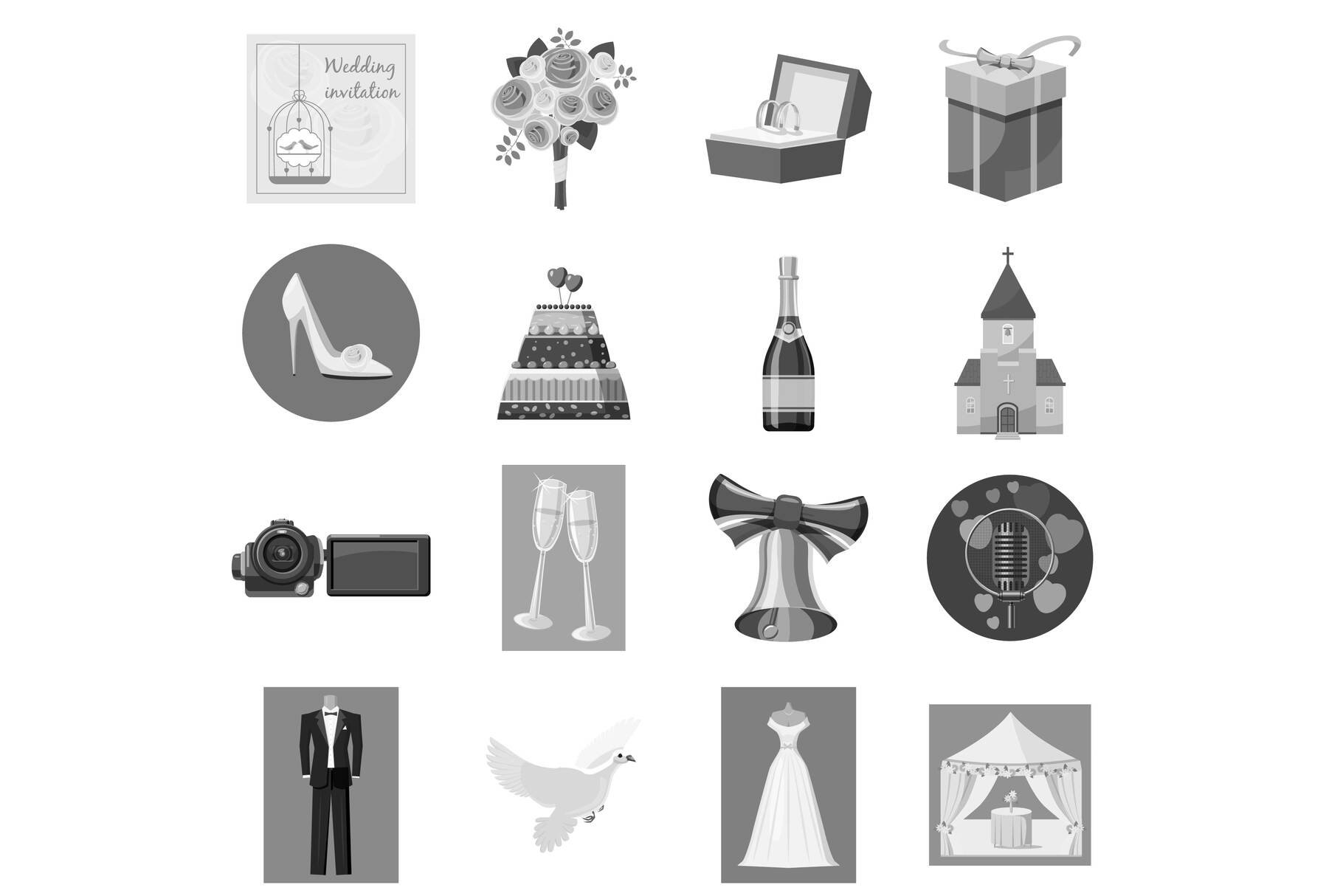 Wedding icons set cover image.