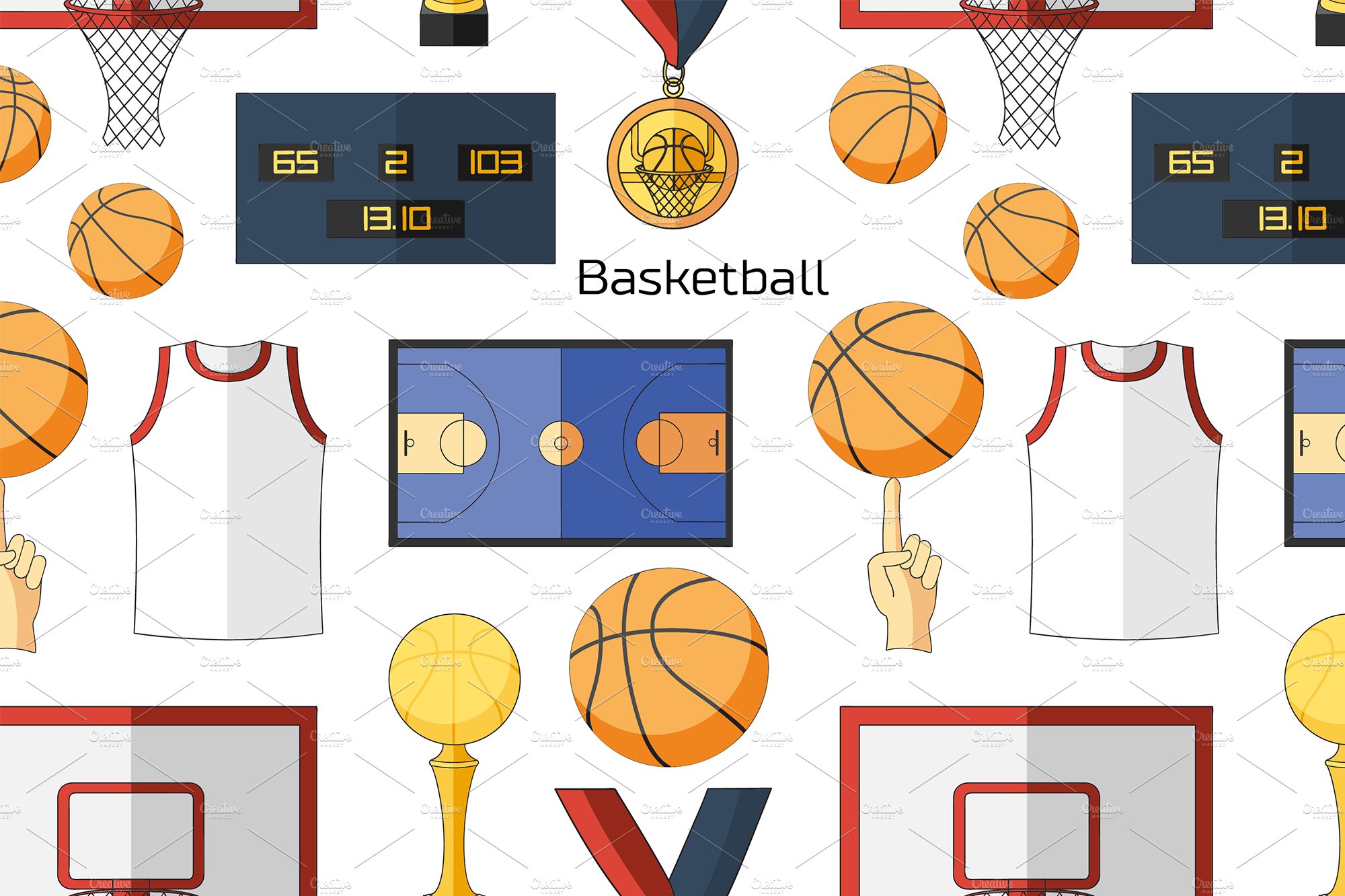 Basketball icons pattern cover image.