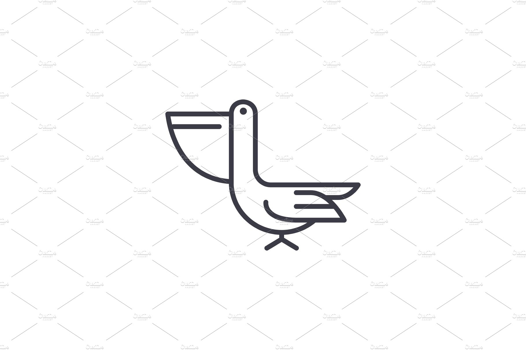 pelican vector line icon, sign, illustration on background, editable strokes cover image.