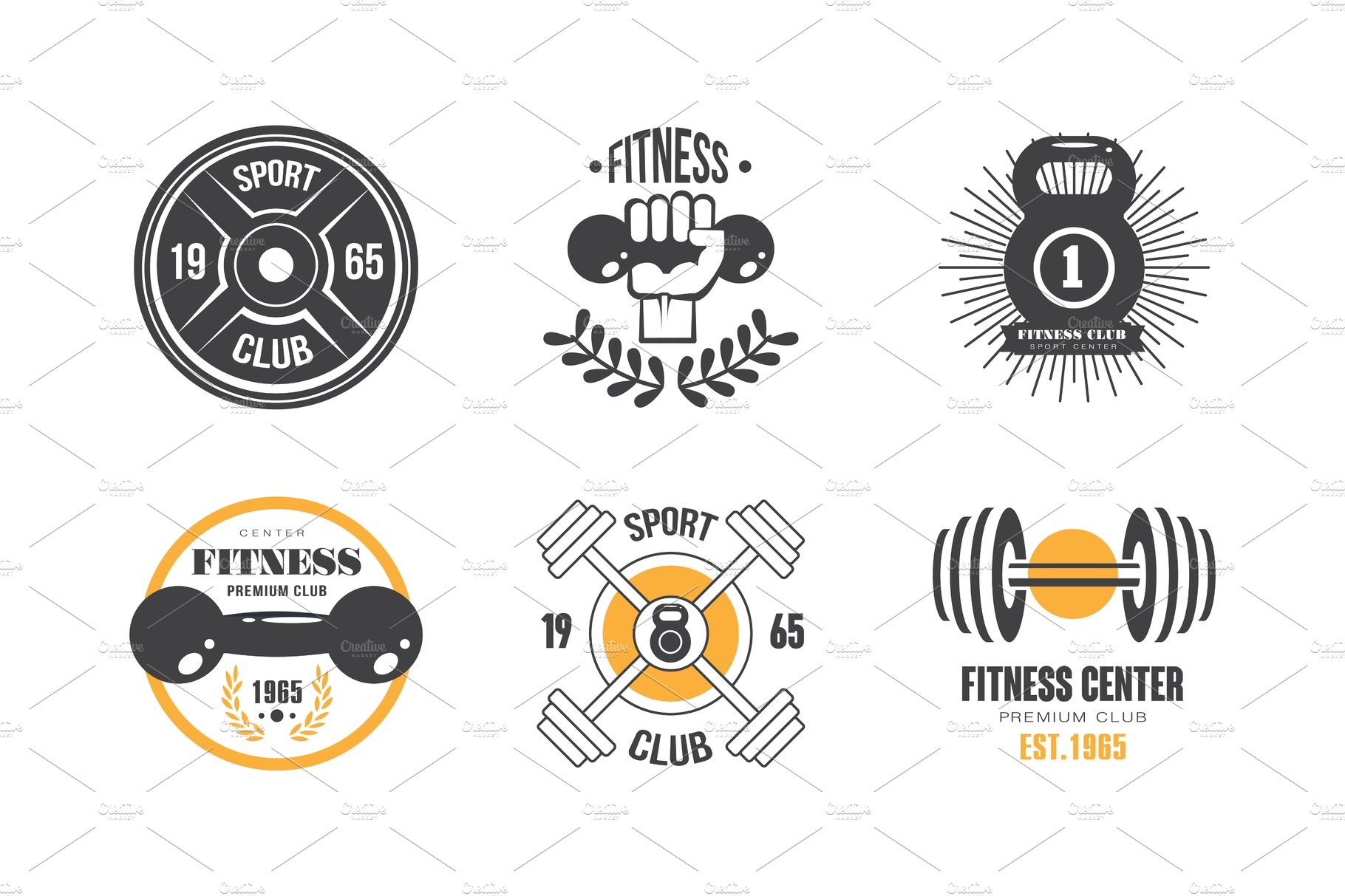 Fitness club vintage logo set cover image.