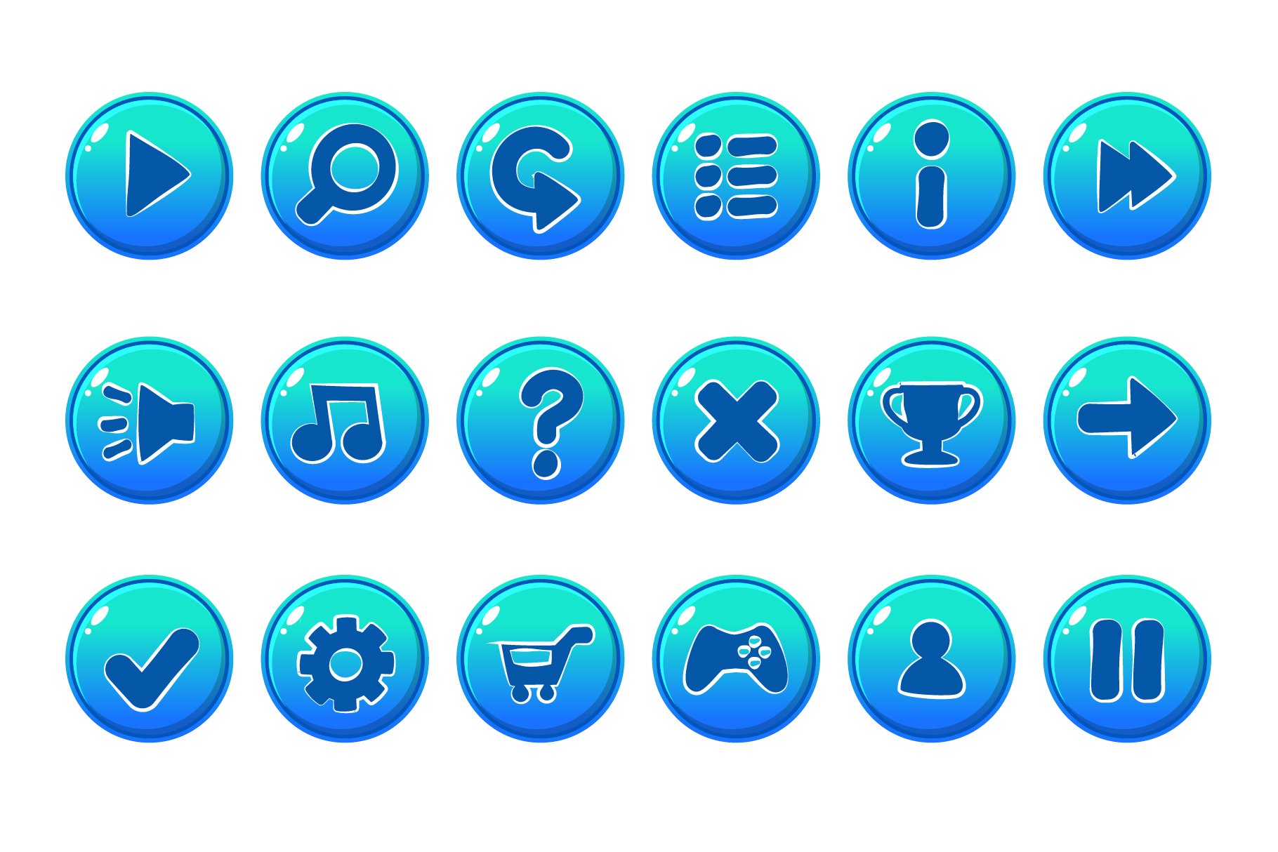 Vector Glossy Buttons for Ui Game preview image.