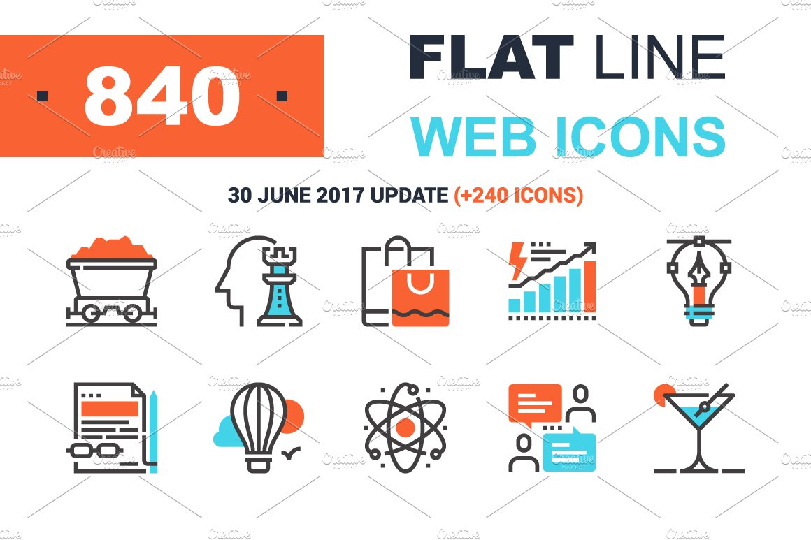 Flat Line Web Icons cover image.