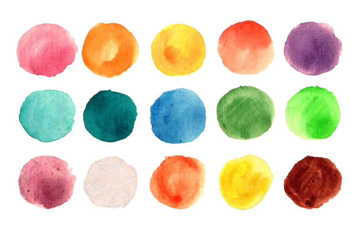 Watercolor circle texture 135 pack preview image.