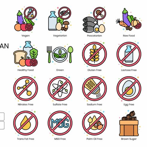 90 Vegan and Vegetarian Icons cover image.