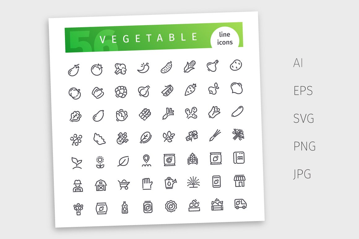 vegetable line icons set4 586