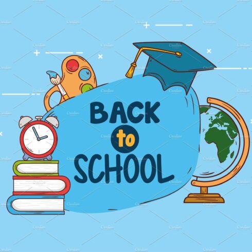 back to school banner with hat cover image.