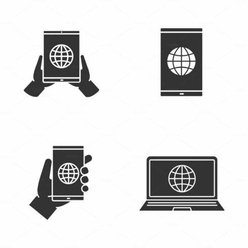 Internet connection glyph icons set cover image.